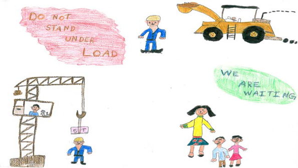 Abel Mangalam age 6 won fourth place for Group 1 ages 5 and 6 in the 2013 Safety on the Job Poster Contest