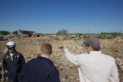 Texas Gov Rick Perry touring the disaster zone in West Texas on April 19 He met with local officials and state and local emergency responders about relief and recovery efforts underway Texas Gov Rick Perry touring the disaster zone in West Texas on April 19 He met with local officials and state and local emergency responders about relief and recovery efforts underway