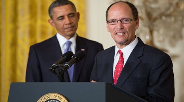 The Senate has confirmed Tom Perez as Secretary of Labor, shown here with President Barack Obama on March 18, he was nominated for the position.