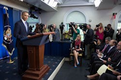 President Barack Obama delivers remarks to the White House press corps about budget negotiations President Barack Obama delivers remarks to the White House press corps about budget negotiations