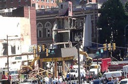 Two Philadelphia contractors have been charged with murder and manslaughter in a June building collapse that killed six people and injured 14 Two Philadelphia contractors have been charged with murder and manslaughter in a June building collapse that killed six people and injured 14