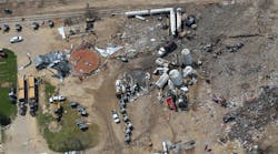 This aerial photo of the remains of the West Fertilizer Co. plant shows the devastation of the explosion that killed 15 people and injured more than 160 others. (Photo by Shane Torgerson/Wikimedia Commons)
