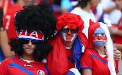 Costa Rica fans enjoy the atmosphere prior to the 2014 FIFA World Cup Brazil Group D match between Costa Rica and England at Estadio Mineirao in Belo Horizonte Brazil Photo by Quinn RooneyGetty Images Costa Rica fans enjoy the atmosphere prior to the 2014 FIFA World Cup Brazil Group D match between Costa Rica and England at Estadio Mineirao in Belo Horizonte Brazil Photo by Quinn RooneyGetty Images