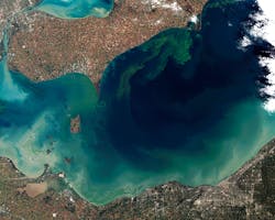 This image taken from space shows the algal bloom that rendered Toledo Ohio39s water undrinkable for two days This is the largest algal bloom ever recorded on Lake Erie This image taken from space shows the algal bloom that rendered Toledo Ohio39s water undrinkable for two days This is the largest algal bloom ever recorded on Lake Erie
