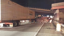 The driver of this truck barely escaped serious injury when a bridge over I-75 in Cincinnati collapsed on Jan. 15.