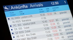 An electronic board displays non status of Germanwings flight 4U9525 from Barcelona to Duesseldorf at Duesseldorf International Airport.