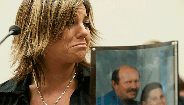 Eva Rowe whose parents James and Linda were killed in the March 2005 BP America refinery explosion in Texas City Texas becomes emotional as she listens to testimony during a hearing before the House Education and Labor Committee on March 22 2007 on Capitol Hill in Washington DC The hearing focused on the explosion that killed 15 workers and injured 180 others A photograph of Rowe39s parents is in the foreground