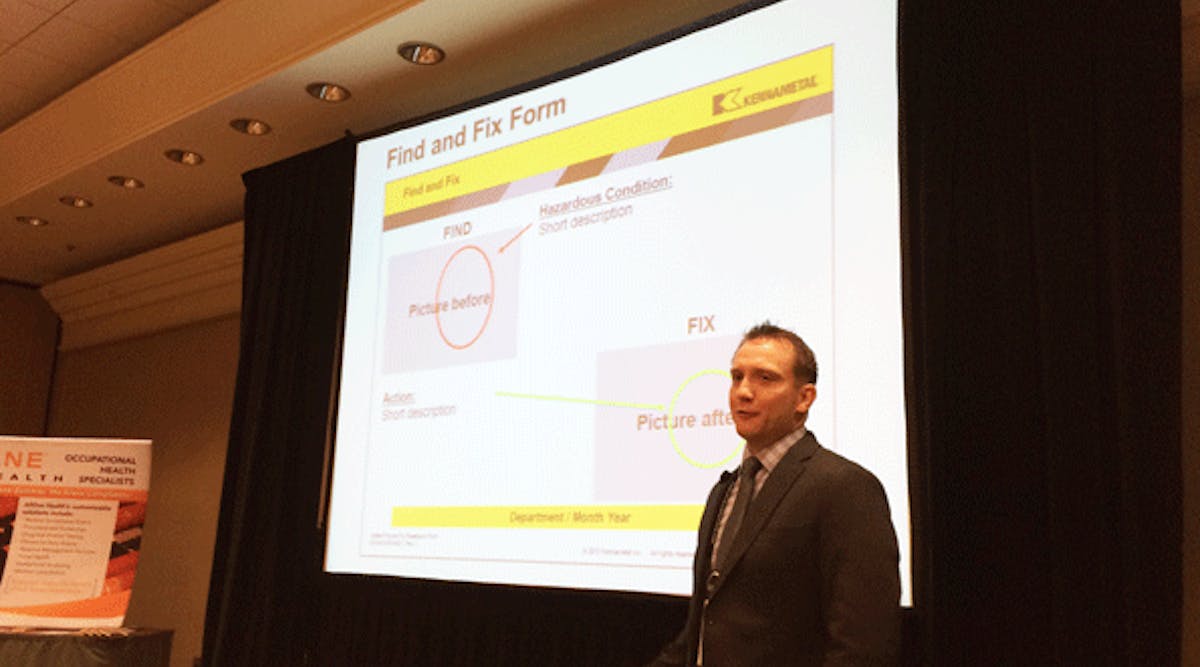 Find-and-fix 'is nothing complicated,' explained Jon Hansen, global health and safety manager for Kennametal. 'It is what it is. You find something and you fix it.' Find-and-fix 'is nothing complicated,' explained Jon Hansen, global health and safety manager for Kennametal. 'It is what it is. You find something and you fix it.'