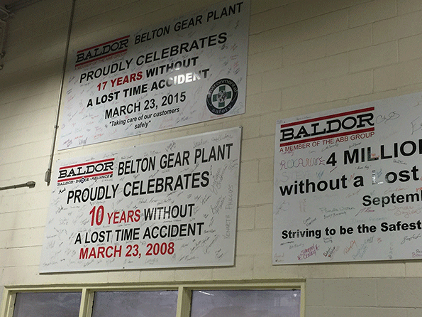 Baldor Electric39s Belton SC facility has logged 17 years without a losttime accident