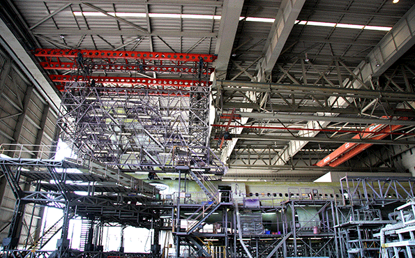 A plane undergoes maintenance at Thai Airways39 Don Mueang Maintenance Center