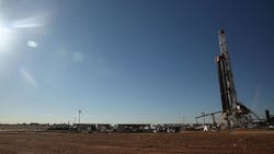 A fracking site on the outskirts of town in the Permian Basin oil field of Midland Texas A fracking site on the outskirts of town in the Permian Basin oil field of Midland Texas