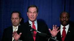 Michigan Attorney General Bill Schuette announces on April 20 that he filed 13 felony charges and five misdemeanor charges against two state officials and one city official as a result of their actions in the city of Flint, Mich.&apos;s lead water contamination crisis. The officials are Stephen Busch, Michigan Department of Environmental Quality District 8 water supervisor; Michael Prysby, Michigan Department of Environmental Quality District 8 water engineer; and Michael Glasgow, city of Flint laboratory and water quality supervisor.