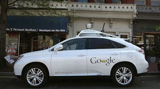 Google&apos;s Lexus RX 450H Self Driving Car is seen parked on Pennsylvania Ave. on April 23, 2014 in Washington, DC. Google has logged hundreds of thousands of miles testing its self-driving cars around the country.