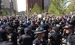 Police officers and sheriffs from around the country helped control large crowds of supporters and protestors on the streets of Cleveland during the Republican National Convention Police officers and sheriffs from around the country helped control large crowds of supporters and protestors on the streets of Cleveland during the Republican National Convention