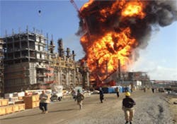 Workers and contractors run away from an explosion at the Williams Olefins Plant in Geismar La which killed two employees Workers and contractors run away from an explosion at the Williams Olefins Plant in Geismar La which killed two employees