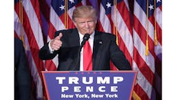 Republican presidentelect Donald Trump gives a thumbs up to the crowd during his acceptance speech at his election night event at the New York Hilton Midtown in the early morning hours of Nov 9 Republican presidentelect Donald Trump gives a thumbs up to the crowd during his acceptance speech at his election night event at the New York Hilton Midtown in the early morning hours of Nov 9