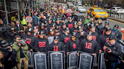 Photographer Michael Nigro captured this photo of hundreds of construction workers and union members who demonstrated in lower Manhattan on Jan 18 2017 in a planned act of civil disobedience They are carrying coffins and grave markers representing the construction workers who have died in New York in recent months Thirtyone people were quotarrestedquot to symbolize the 31 construction site deaths that have occurred in New York City in the past 24 months