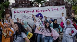Indonesian women celebrate International Women&apos;s Day on March 8 in Yogyakarta, Indonesia. International Women&apos;s Day was first marked in 1911 and is celebrated each year on March 8 with thousands of events around the world.