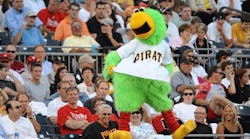 OSHA cited the Pittsburgh Pirates for allowing the Parrot to dance on top of the dugout without a fall-arrest system. &ldquo;The Parrot is one trip, slip or misstep away from a deadly or disabling fall,&rdquo; said Marvin Flemler, OSHA&rsquo;s area director in Pittsburgh. (Photo by George Gojkovich/Getty Images)