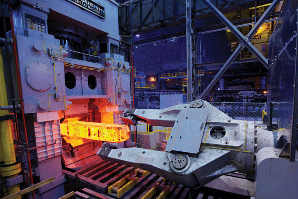A view of the 3300ton inline forge press at TimkenSteel39s Faircrest Steel Plant in Canton Ohio