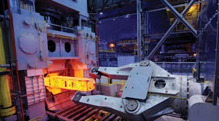 A view of the 3,300-ton in-line forge press at TimkenSteel&apos;s Faircrest Steel Plant in Canton, Ohio