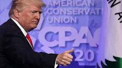 President Donald Trump acknowledges the crowd after he addressed the Conservative Political Action Conference at the Gaylord National Resort and Convention Center Feb 24 in National Harbor Md Hosted by the American Conservative Union CPAC is an annual gathering of conservative politicians commentators and their supporters