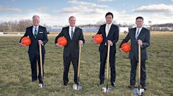 Toyota Industrial Equipment recently broke ground on a physical fitness center at its headquarters for Toyota associates and their families that will include an exercise room, indoor track, two indoor courts for basketball, volleyball and a variety of other sports and a recreation room. Pictured from left: Toyota Material Handling, U.S.A., President Jeff Rufener; Toyota Material Handling North America President &amp; CEO Brett Wood; Toyota Industrial Equipment Mfg. President Alex Zensho; Toyota Industrial Equipment Mfg. Sr. Vice President Tony Miller.