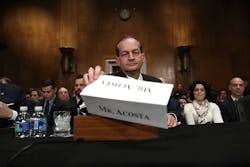 Labor Secretary Alexander Acosta arrives for testimony before the Senate Health Education Labor and Pensions Committee during his confirmation hearing March 22 in Washington DC Labor Secretary Alexander Acosta arrives for testimony before the Senate Health Education Labor and Pensions Committee during his confirmation hearing March 22 in Washington DC