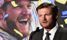 Dale Earnhardt Jr. gives a statement announcing his retirement from NASCAR after the 2017 season at the Hendrick Motorsports Team Center on April 25 in Charlotte, N.C.