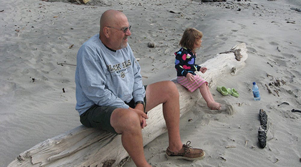 When Heather Von St. James was diagnosed with mesothelioma &ndash; a rare cancer most closely association with exposure to asbestos &ndash; her doctor asked her if her dad had been a miner or a construction worker. She was exposed to asbestos through the dust that permeated his clothing and his car. Her father died of cancer in February. Here he is with his granddaughter, Lilly, who was three-and-a-half months&apos; old when her mother was diagnosed.