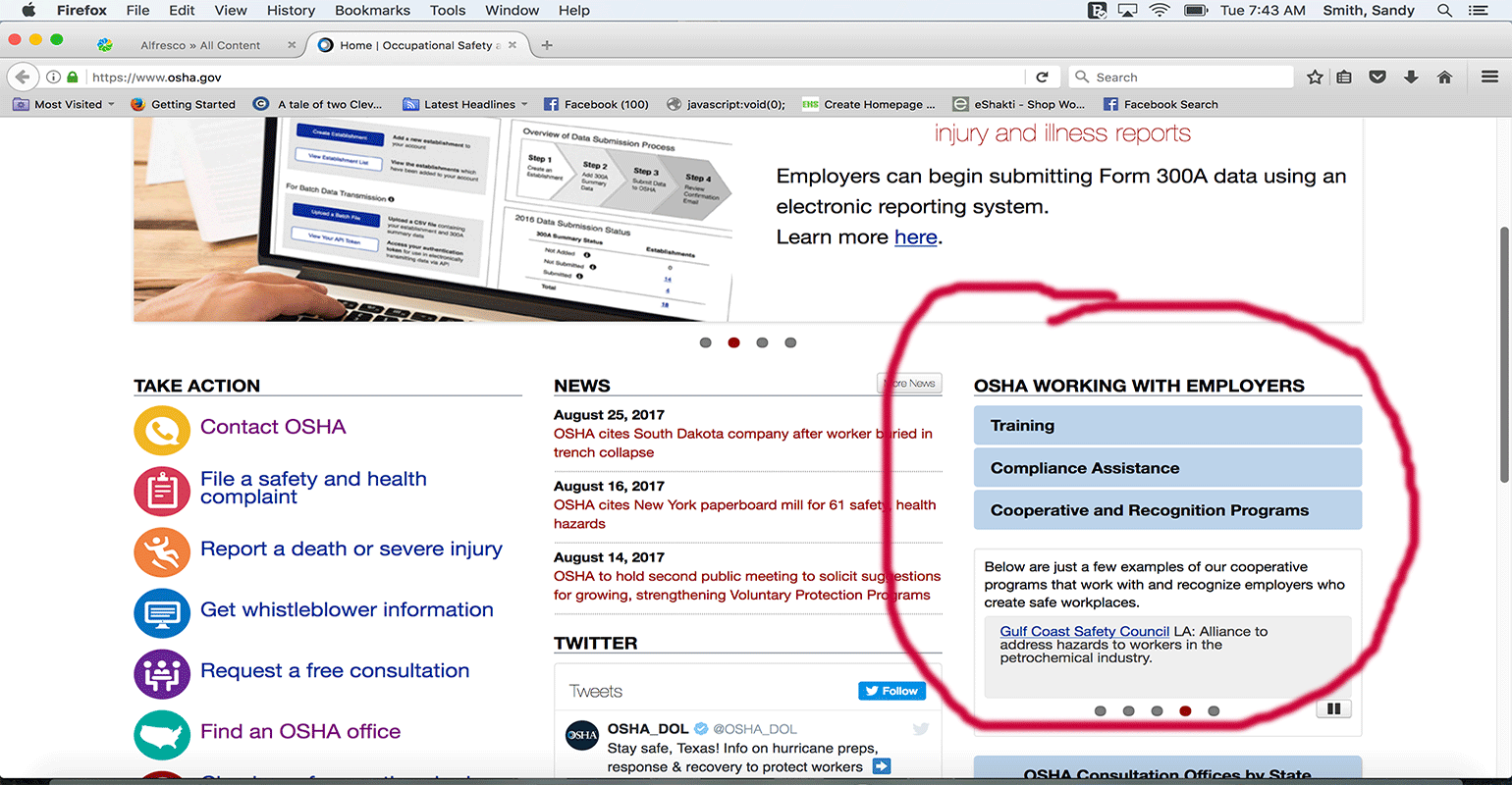 OSHA Website Homepage