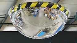 Mirrors in loading dock area to see around corners