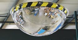 Mirrors in loading dock area to see around corners Mirrors in loading dock area to see around corners