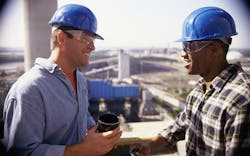 construction workers support each other construction workers support each other