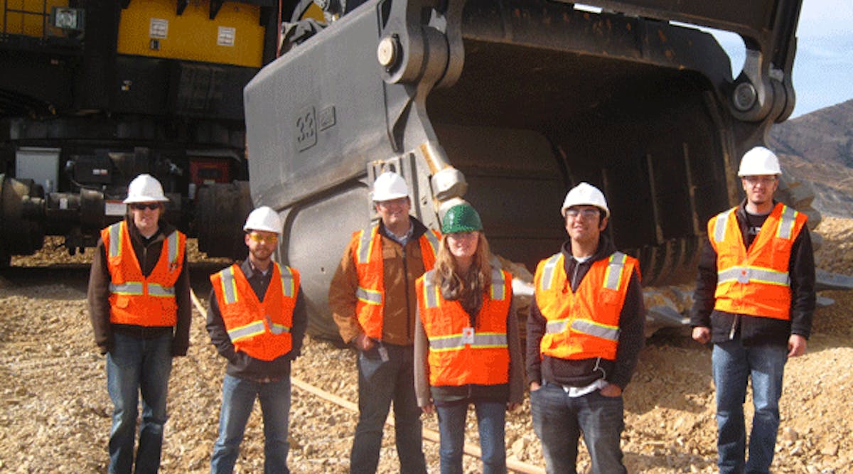 University of Utah mining engineering students with giant mining equipment at Rio Tinto-Utah Kennecott Copper&rsquo;s Bingham Canyon Mine on the southwest edge of the Salt Lake Valley. The university is establishing a new Center for Mining Safety and Health Excellence to help people who depend on the mining industry.