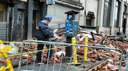The facade pulled away from this building in New York City, tumbling into the street in the aftermath of Hurricane Sandy.