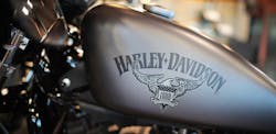Harley Davidson logo on motorcycle fuel tank Harley Davidson logo on motorcycle fuel tank
