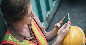 Mobile App Female Construction Worker