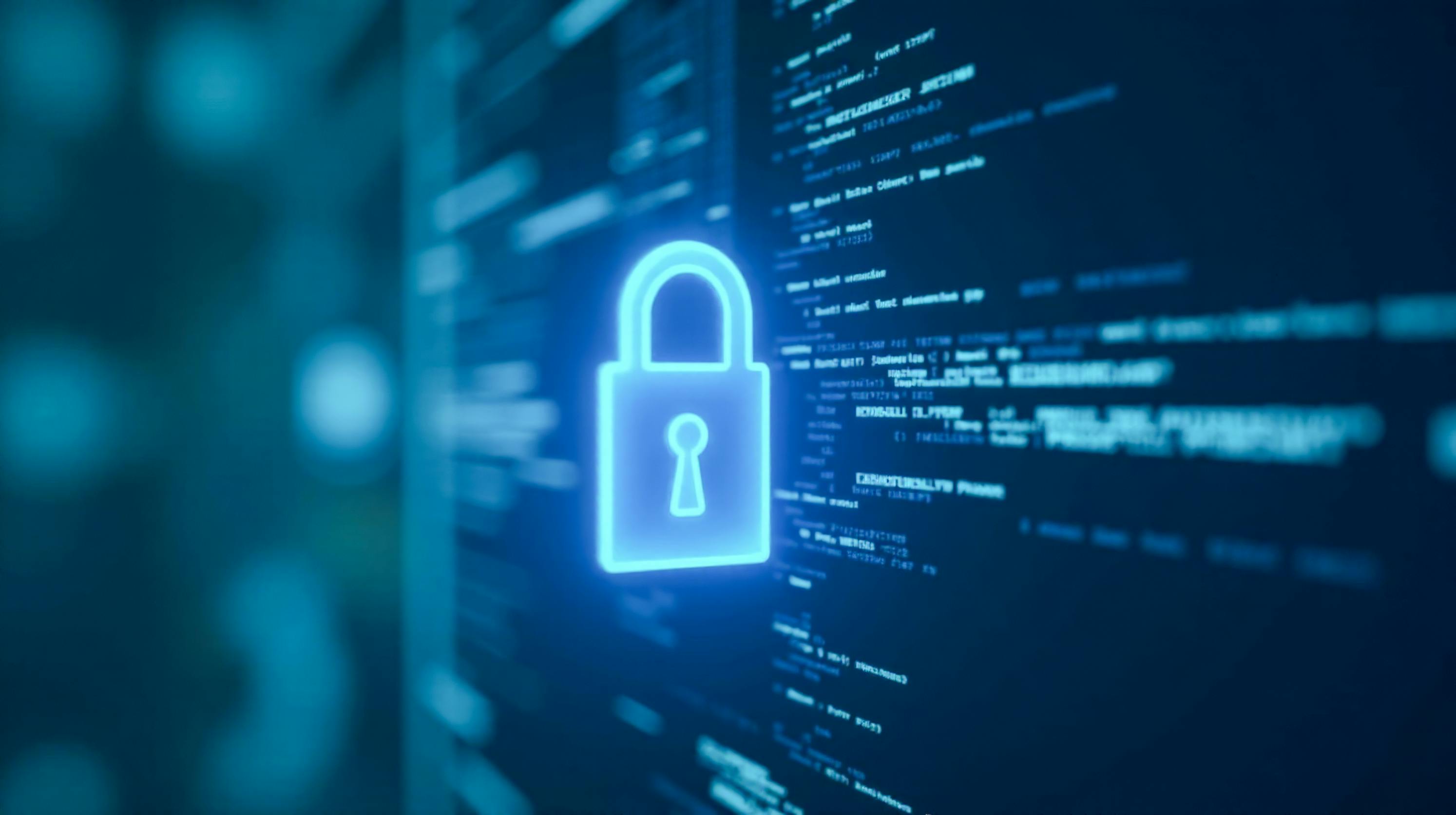 conceptual image of cybersecurity and computer screen