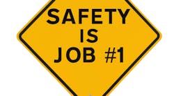 yellow road sign that reads: 'Safety is Job number 1' yellow road sign that reads: 'Safety is Job number 1'