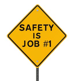 yellow road sign that reads: 'Safety is Job number 1' yellow road sign that reads: 'Safety is Job number 1'